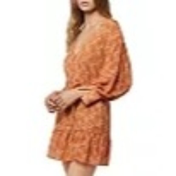 Joie Bree Caramel Multi Paisley Print Mini Silk Dress Size 4 - Picture 1 of 16